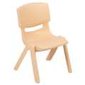 Flash Furniture Natural Plastic Stackable School Chair with 12" Seat Height YU-YCX-001-NAT-GG